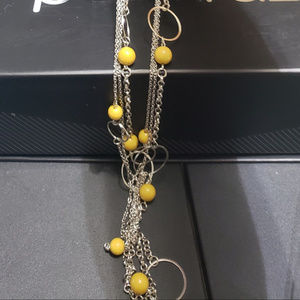 Silver/Yellow Necklace w/ Earrings